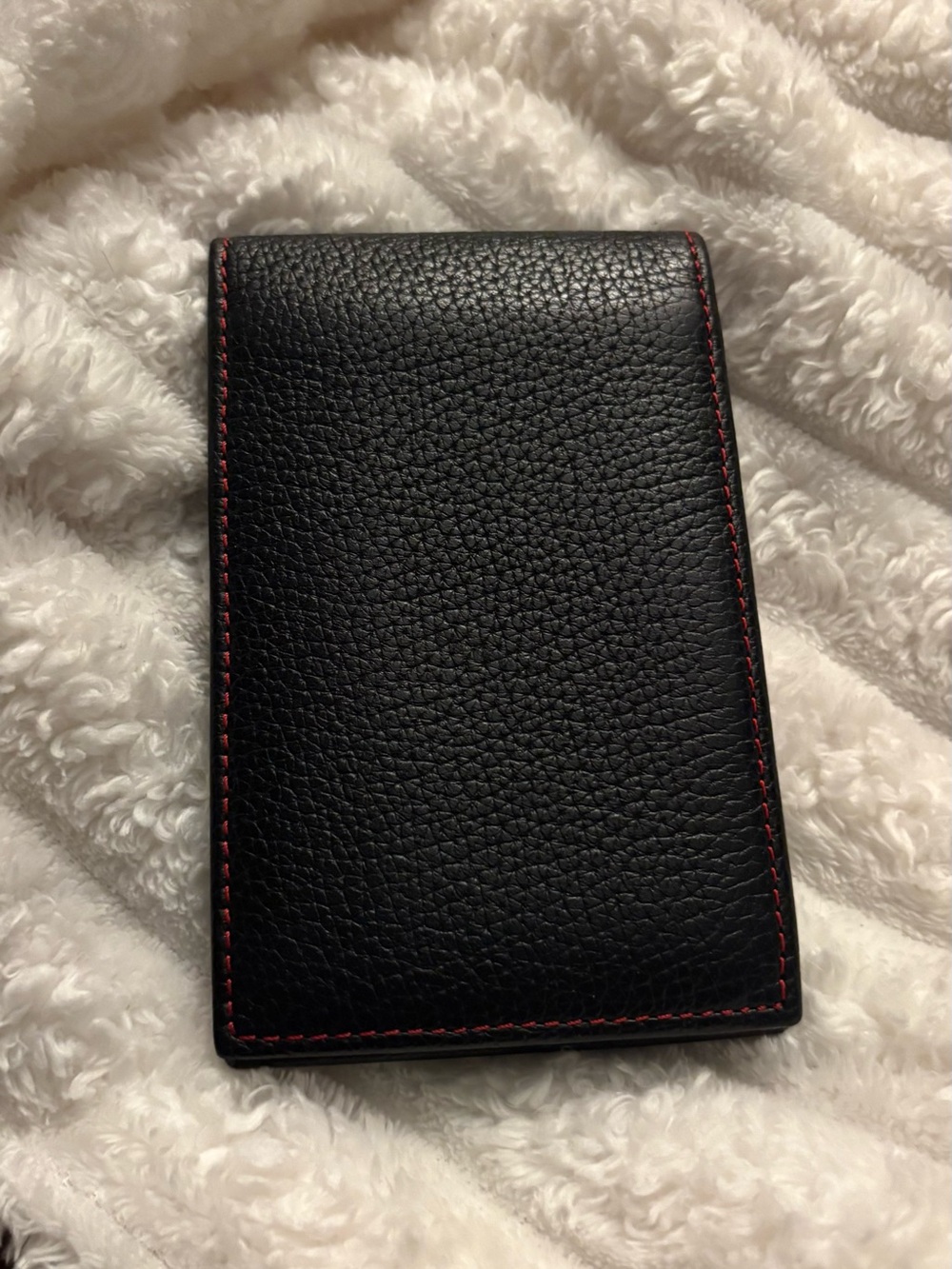 Vintage Coach Black Leather Memo Pad Holder & Pen Red Stitching